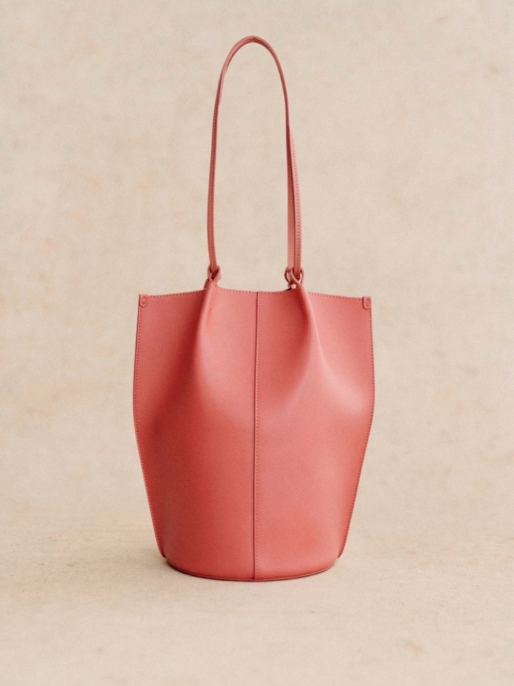 Sezane Romie Bag Leather Tote Smooth Peach - Picture 3 of 6